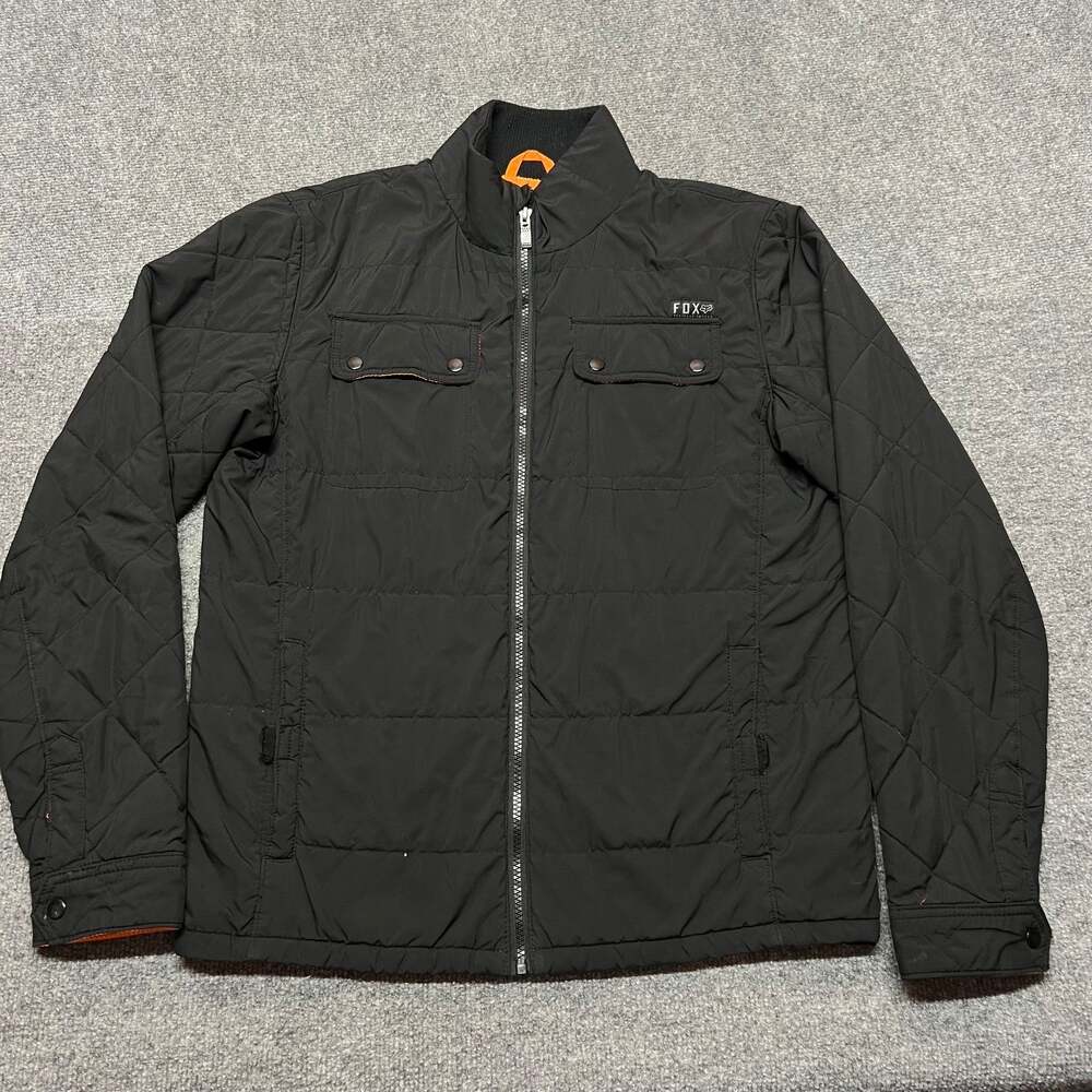 Fox Racing Heritage Forged Quilted Jacket Mens M Black Orange Full Zip